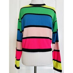 PRVLG Threads of Privilege 100% Merino Wool Cashmere Stripe Designer Sweater M